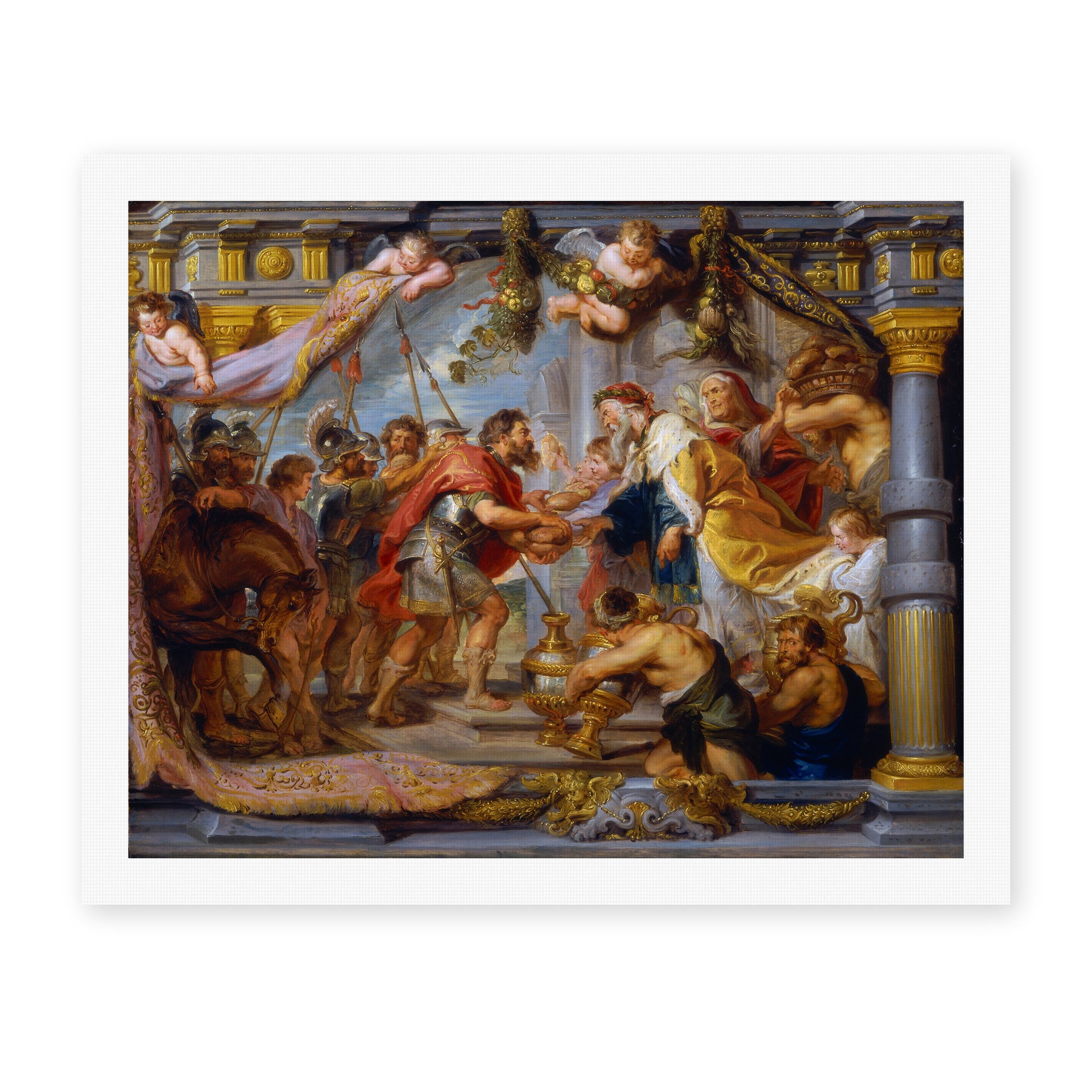 Jacques-Louis David's 'The Meeting of Abraham and Melchizedek' painting reproduced as a rolled canvas print