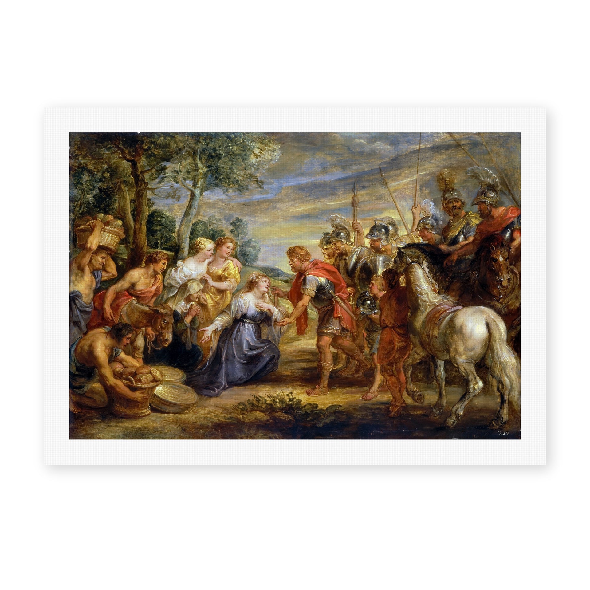 Jacques-Louis David's 'The Meeting of David and Abigail' painting reproduced as a rolled canvas print