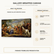 Jacques-Louis David - The Meeting of David and Abigail gallery wrap canvas construction and hanging details infographic