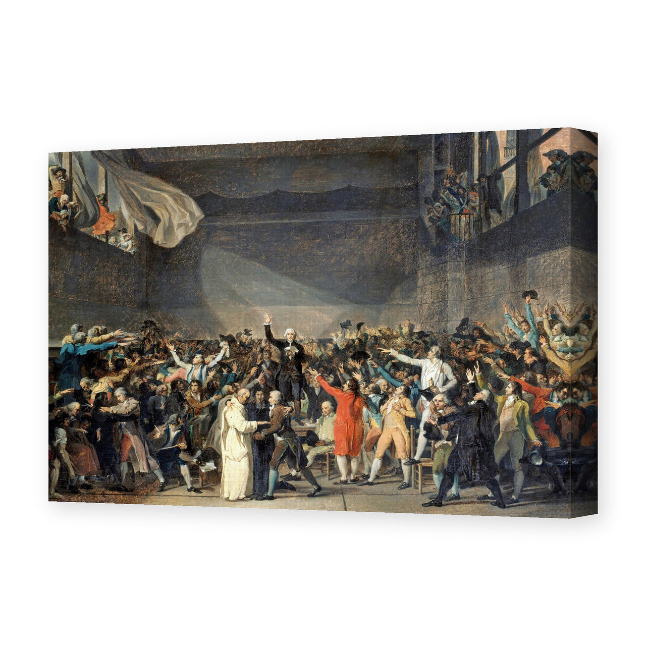 Jacques-Louis David's 'The Oath of the Tennis Court' painting reproduced as a gallery-wrapped canvas print, David's unfinished record of the 1789 Revolution
