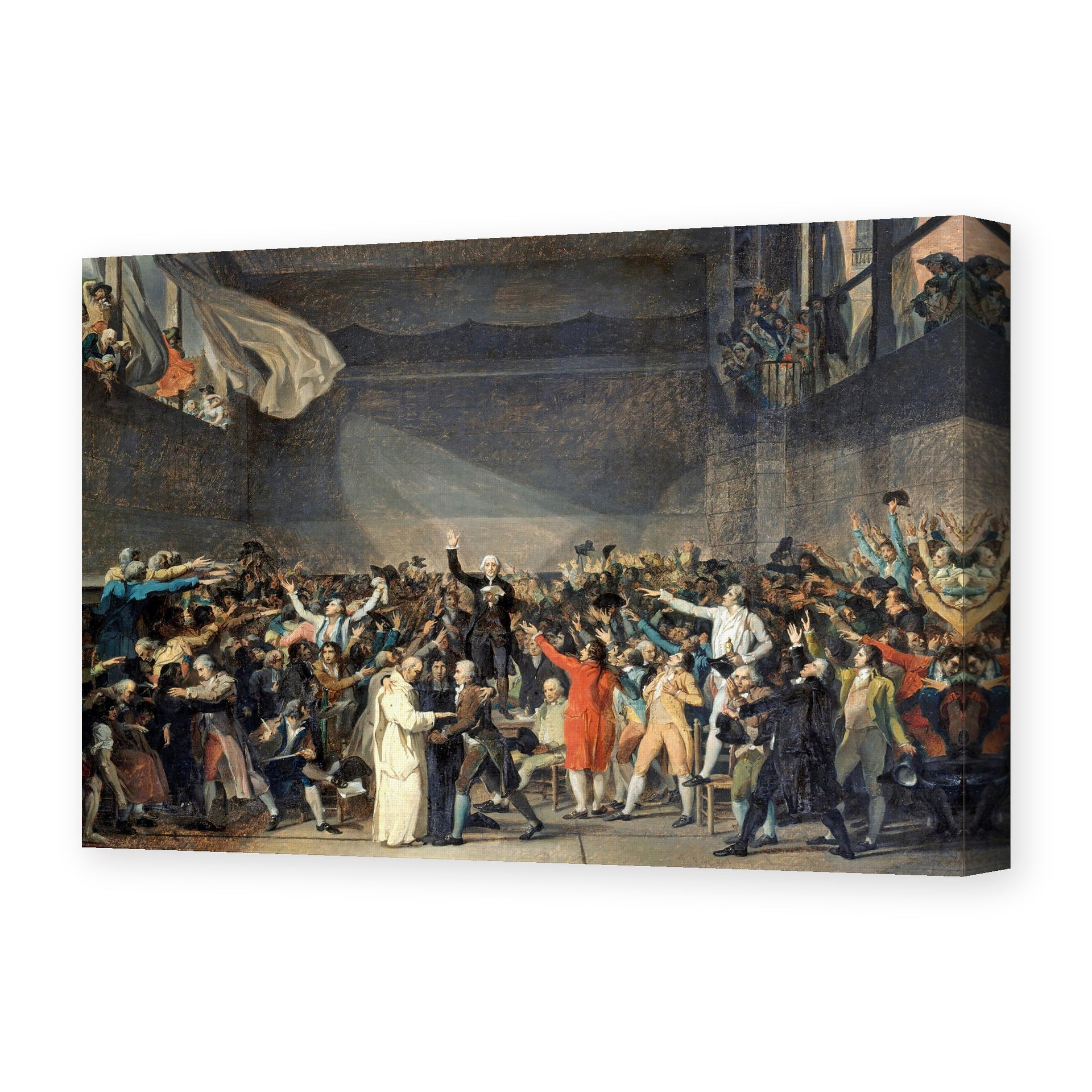 Jacques-Louis David's 'The Oath of the Tennis Court' painting reproduced as a gallery-wrapped canvas print, David's unfinished record of the 1789 Revolution