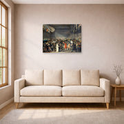 Gallery-wrapped canvas print of Jacques-Louis David's 'The Oath of the Tennis Court' displayed on a wall in a living room
