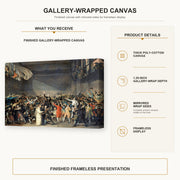 Jacques-Louis David - The Oath of the Tennis Court gallery wrap canvas construction and hanging details infographic