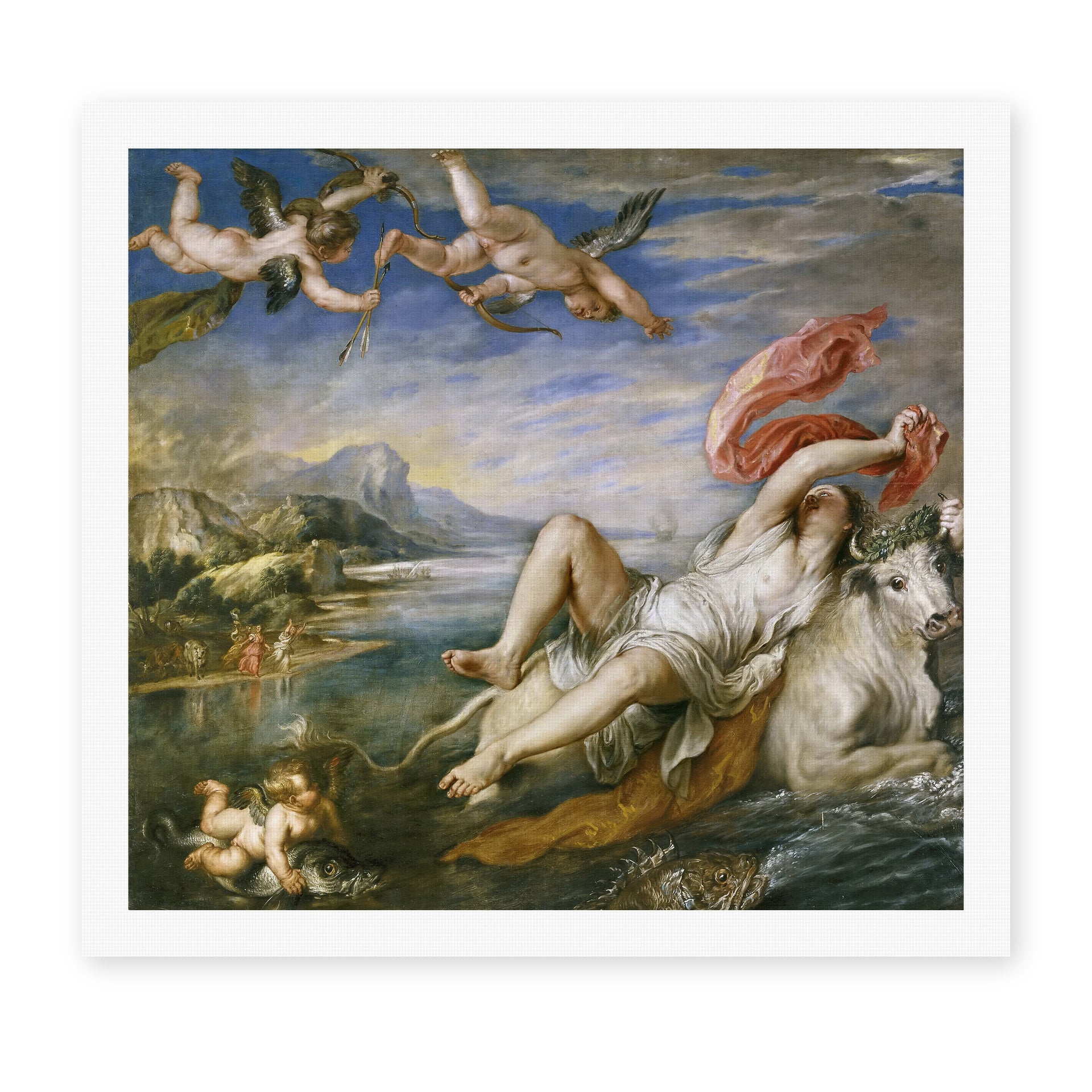 Jacques-Louis David's 'The Rape of Europa' painting reproduced as a rolled canvas print