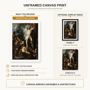 Jacques-Louis David - The Resurrection of Christ canvas print size comparison and framing display infographic