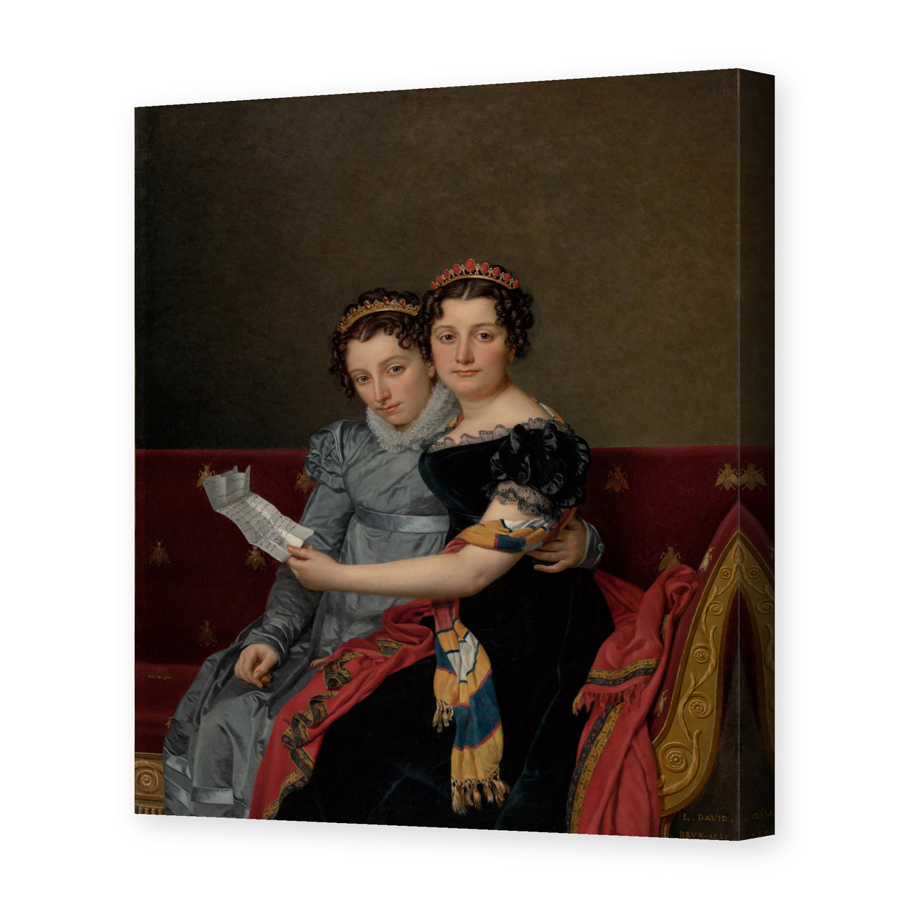 Jacques-Louis David's 'The Sisters Zénaïde and Charlotte Bonaparte' painting reproduced as a gallery-wrapped canvas print