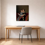 Gallery-wrapped canvas print of Jacques-Louis David's 'The Sisters Zénaïde and Charlotte Bonaparte' displayed on a wall in an office