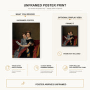 Jacques-Louis David - The Sisters Zénaïde and Charlotte Bonaparte poster print size comparison and framing display infographic