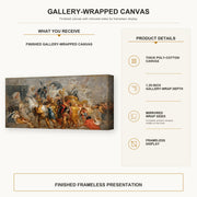 Jacques-Louis David - The Triumphal Entry of Henry IV into Paris gallery wrap canvas construction and hanging details infographic