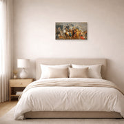 Unframed poster print of Jacques-Louis David's 'The Triumphal Entry of Henry IV into Paris' displayed on a wall in a bedroom