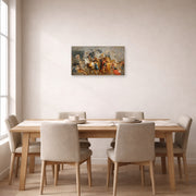 Unframed poster print of Jacques-Louis David's 'The Triumphal Entry of Henry IV into Paris' displayed on a wall in a dining room