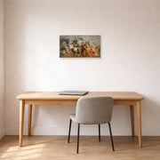 Unframed poster print of Jacques-Louis David's 'The Triumphal Entry of Henry IV into Paris' displayed on a wall in an office