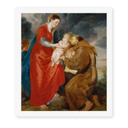 Jacques-Louis David's 'The Virgin Presents the Infant Jesus to Saint Francis' painting reproduced as a rolled canvas print
