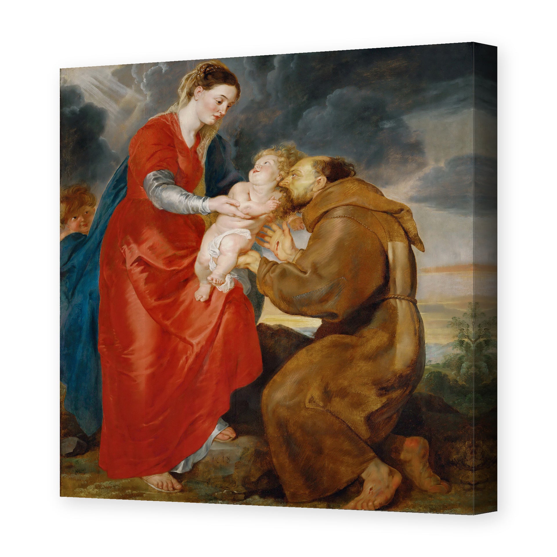 Jacques-Louis David's 'The Virgin Presents the Infant Jesus to Saint Francis' painting reproduced as a gallery-wrapped canvas print