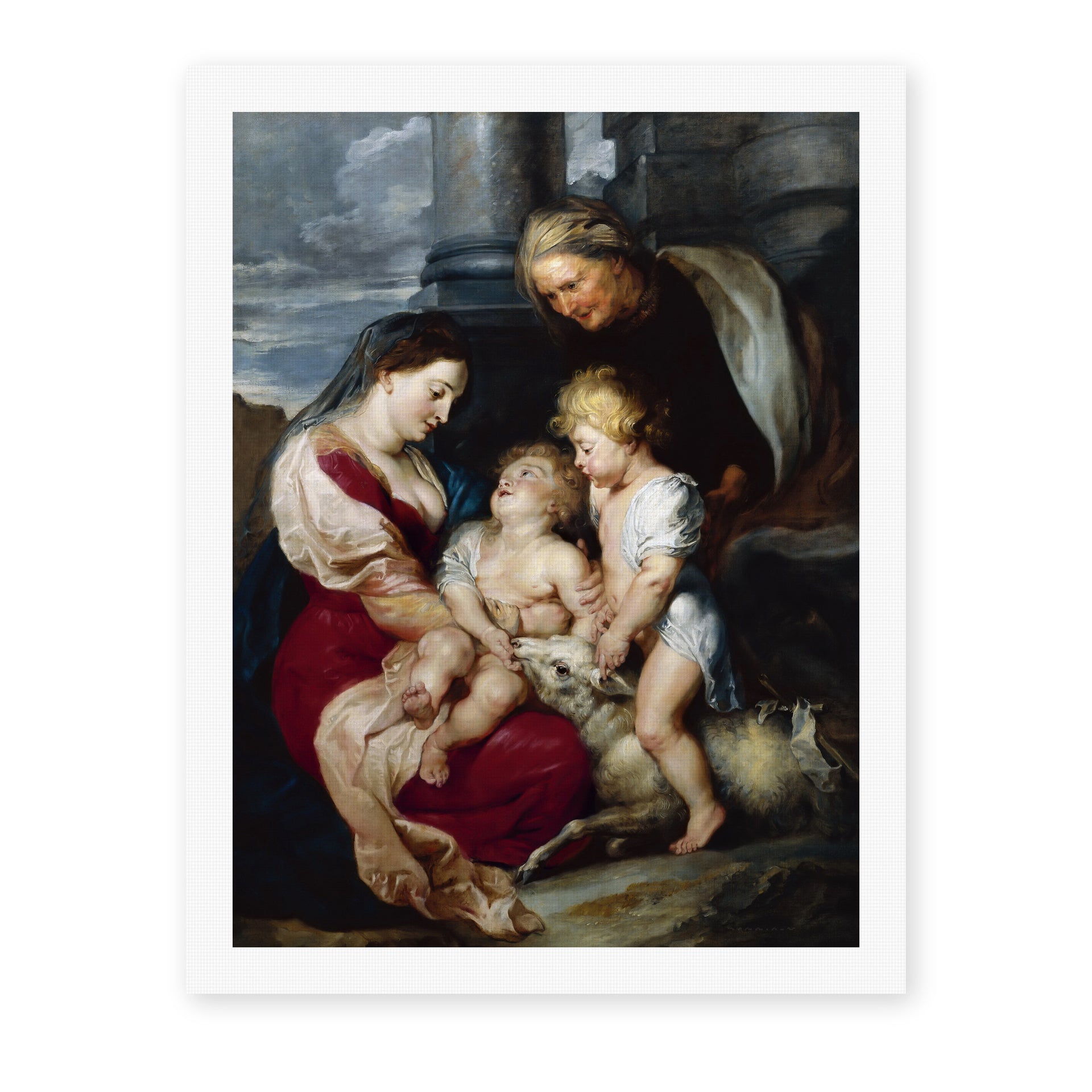 Jacques-Louis David's 'The Virgin and Child with Saint Elizabeth and the Infant saint John the Baptist' painting reproduced as a rolled canvas print