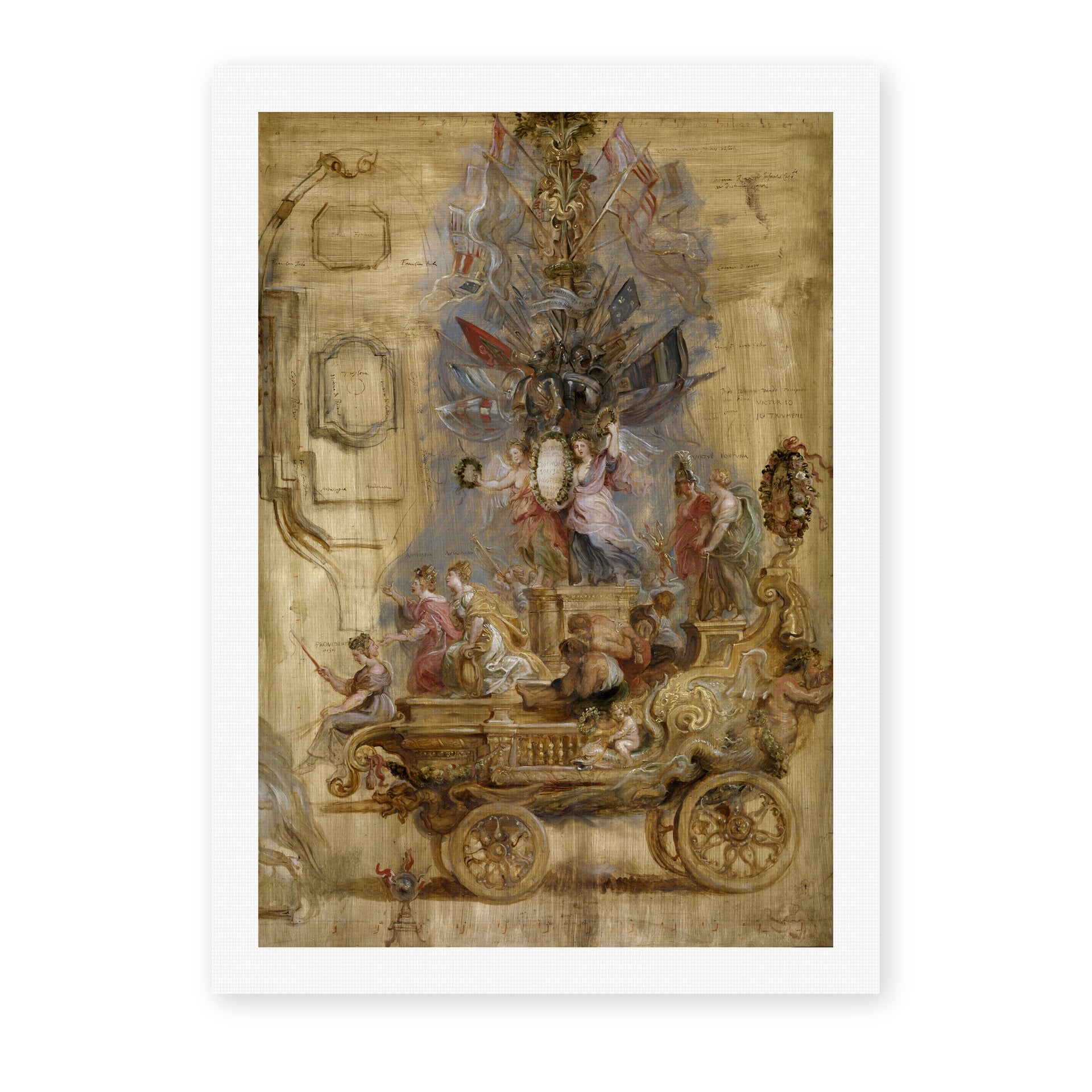 Jacques-Louis David's 'Triumphal Car of Kallo' painting reproduced as a rolled canvas print