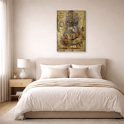 Gallery-wrapped canvas print of Jacques-Louis David's 'Triumphal Car of Kallo' displayed on a wall in a bedroom