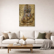 Gallery-wrapped canvas print of Jacques-Louis David's 'Triumphal Car of Kallo' displayed on a wall in a living room