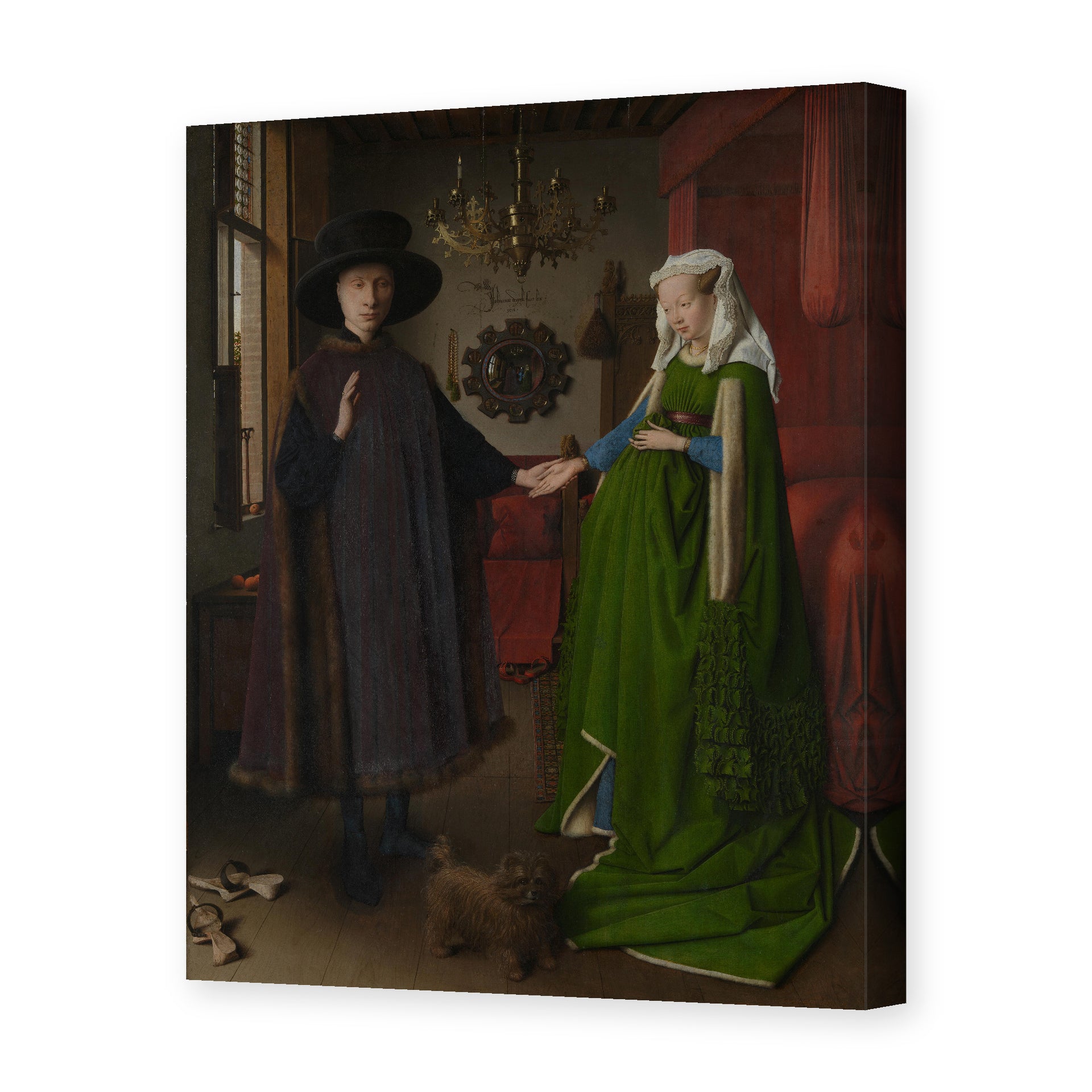 Jan van Eyck's 'Portrait of Giovanni Arnolfini and his Wife' painting reproduced as a gallery-wrapped canvas print, painted in 1434, a landmark of Early Netherlandish art