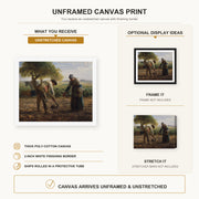 Jean-Francois Millet - Potato Planters canvas print size comparison and framing display infographic
