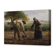 Jean-Francois Millet's 'Potato Planters' painting reproduced as a gallery-wrapped canvas print