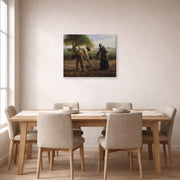 Gallery-wrapped canvas print of Jean-Francois Millet's Potato Planters displayed on a wall in a dining