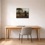 Gallery-wrapped canvas print of Jean-Francois Millet's Potato Planters displayed on a wall in a office
