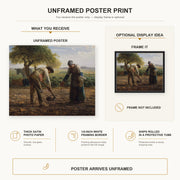 Jean-Francois Millet - Potato Planters poster print size comparison and framing display infographic