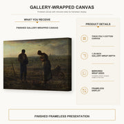 Jean-Francois Millet - The Angelus gallery wrap canvas construction and hanging details infographic