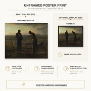 Jean-Francois Millet - The Angelus poster print size comparison and framing display infographic