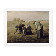 Jean-Francois Millet's 'The Gleaners', depicting three peasant women gathering leftover grain in a field, reproduced as a rolled canvas print