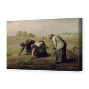 Jean-Francois Millet's 'The Gleaners', depicting three peasant women gathering leftover grain in a field, reproduced as a gallery-wrapped canvas print