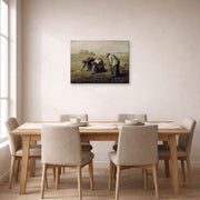 Gallery-wrapped canvas print of Jean-Francois Millet's The Gleaners displayed on a wall in a dining