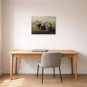 Gallery-wrapped canvas print of Jean-Francois Millet's The Gleaners displayed on a wall in a office