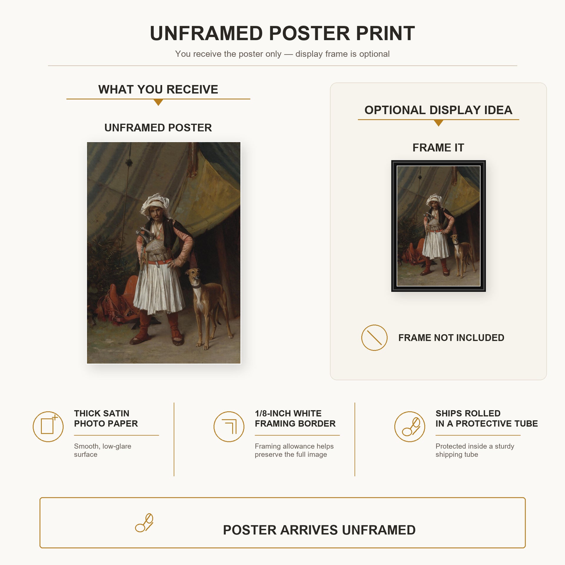 Jean-Leon Gerome - A Bashi Bazouk and His Dog - poster print combined product and display infographic