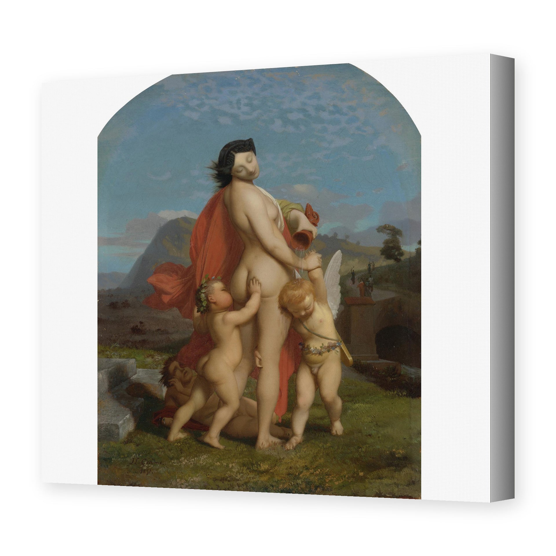 Jean-Leon Gerome - A Young Nymph Teased by Putti - gallery wrap hero