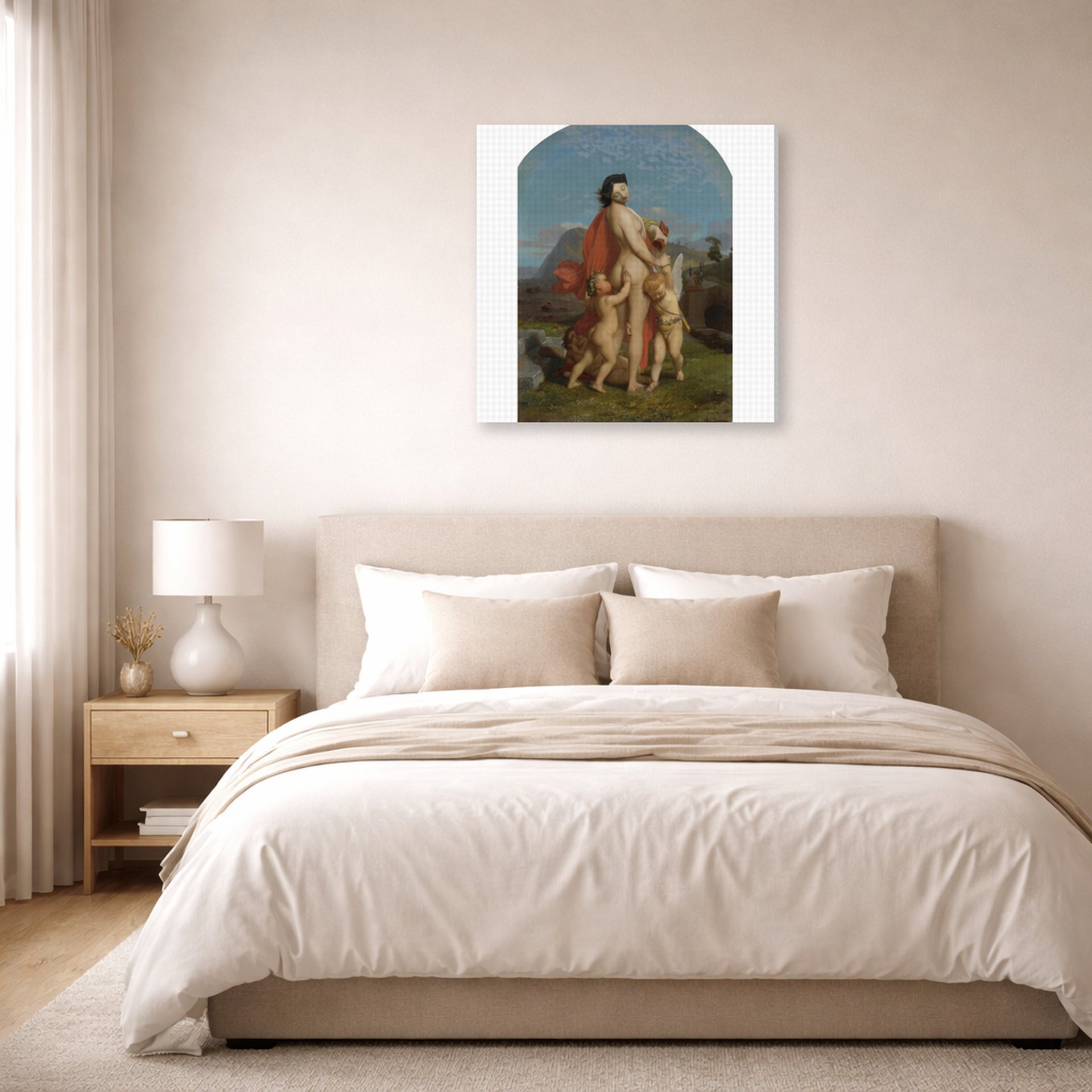 Jean-Leon Gerome - A Young Nymph Teased by Putti - gallery wrap lifestyle bedroom