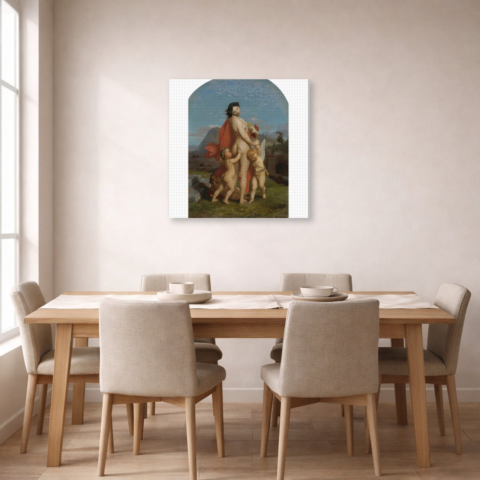 Jean-Leon Gerome - A Young Nymph Teased by Putti - gallery wrap lifestyle dining