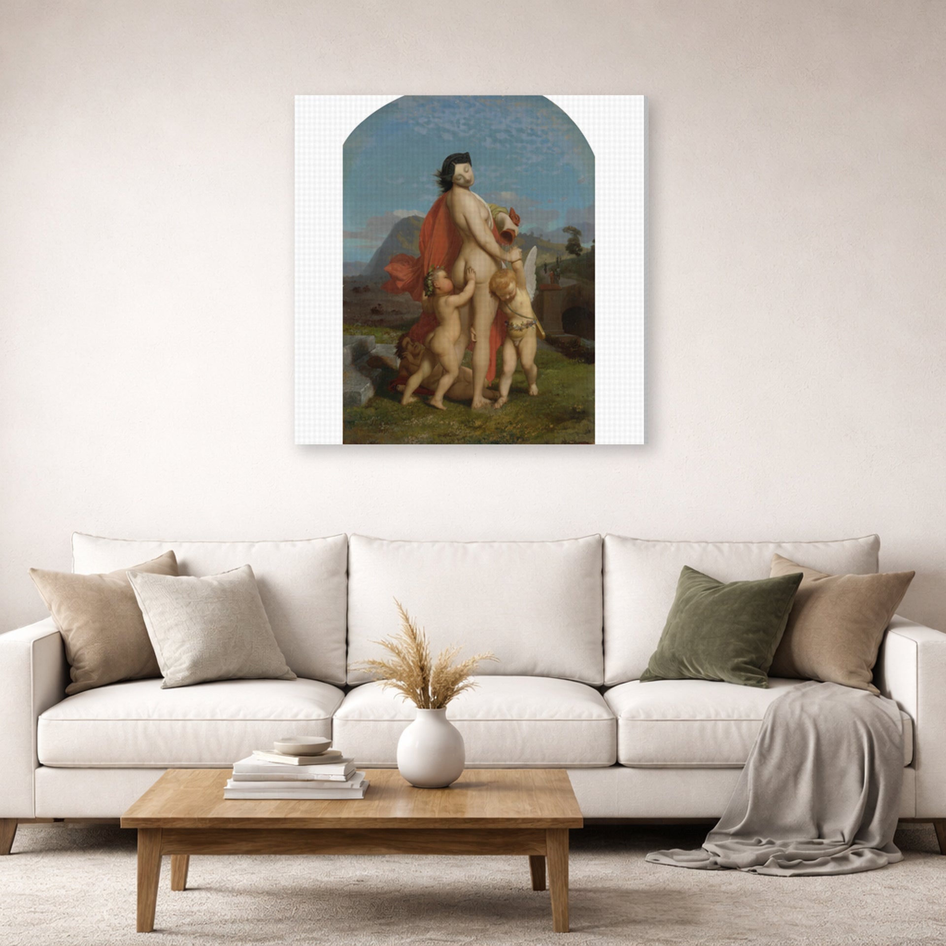 Jean-Leon Gerome - A Young Nymph Teased by Putti - gallery wrap lifestyle living room 2