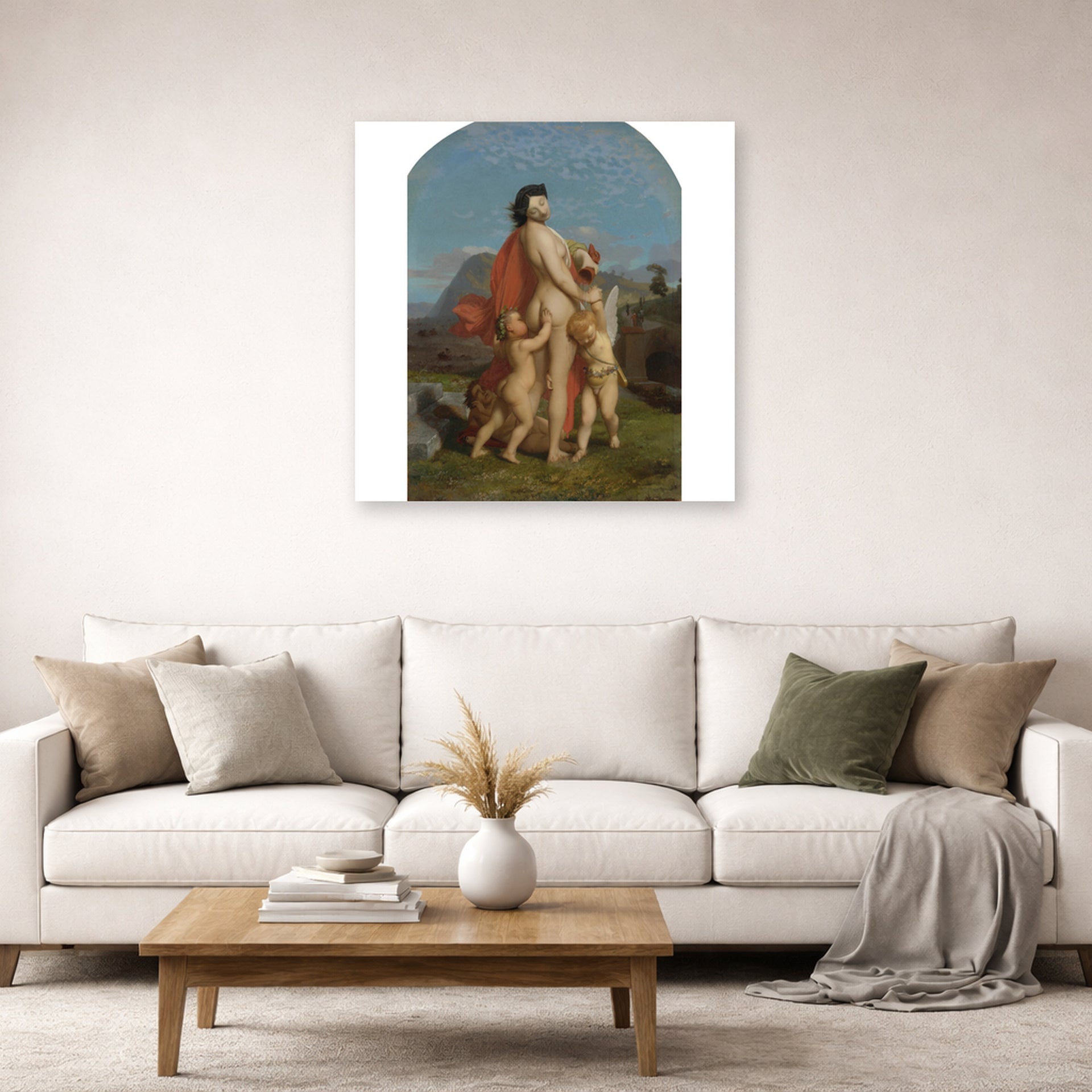 Jean-Leon Gerome - A Young Nymph Teased by Putti - poster print lifestyle living room 2 unframed