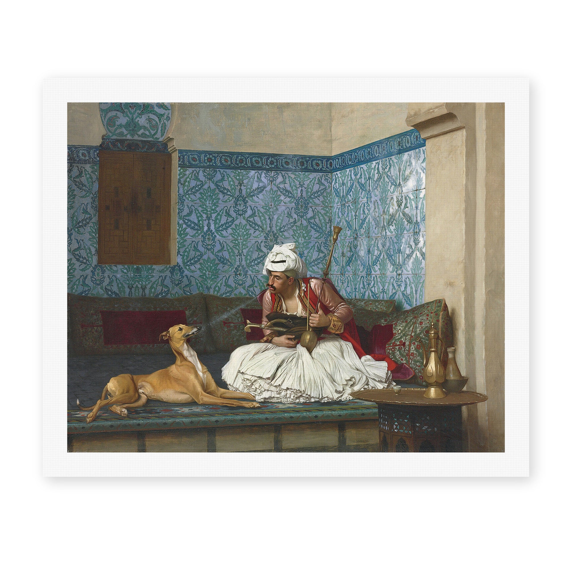 Jean-Leon Gerome - Arnaut Blowing Smoke in His Dog's Nose - canvas print hero