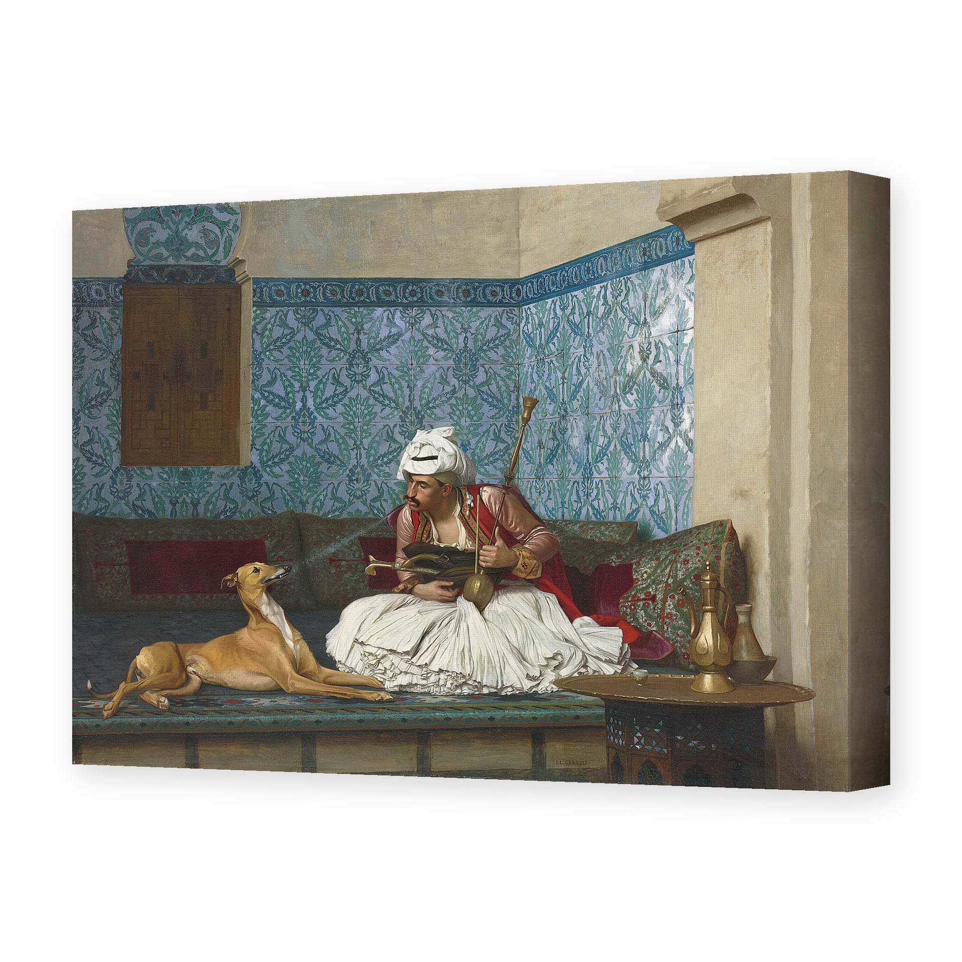 Jean-Leon Gerome - Arnaut Blowing Smoke in His Dog's Nose - gallery wrap hero