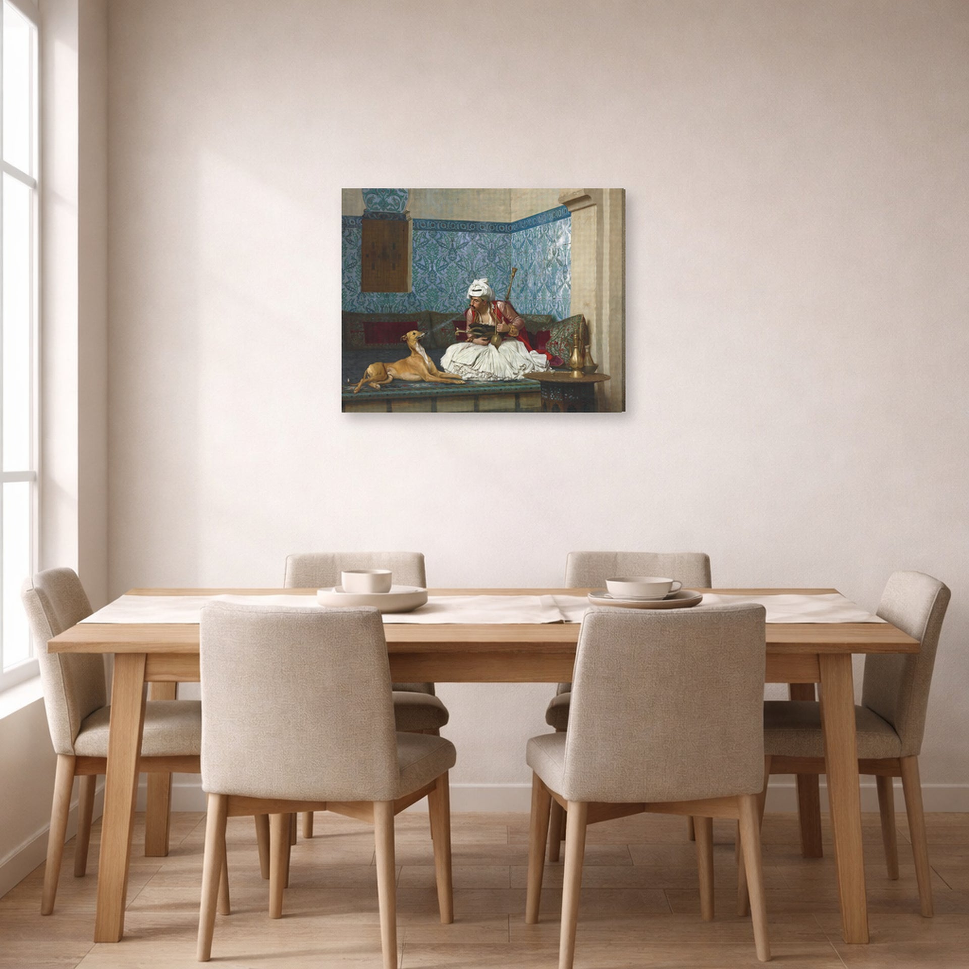 Jean-Leon Gerome - Arnaut Blowing Smoke in His Dog's Nose - gallery wrap lifestyle dining