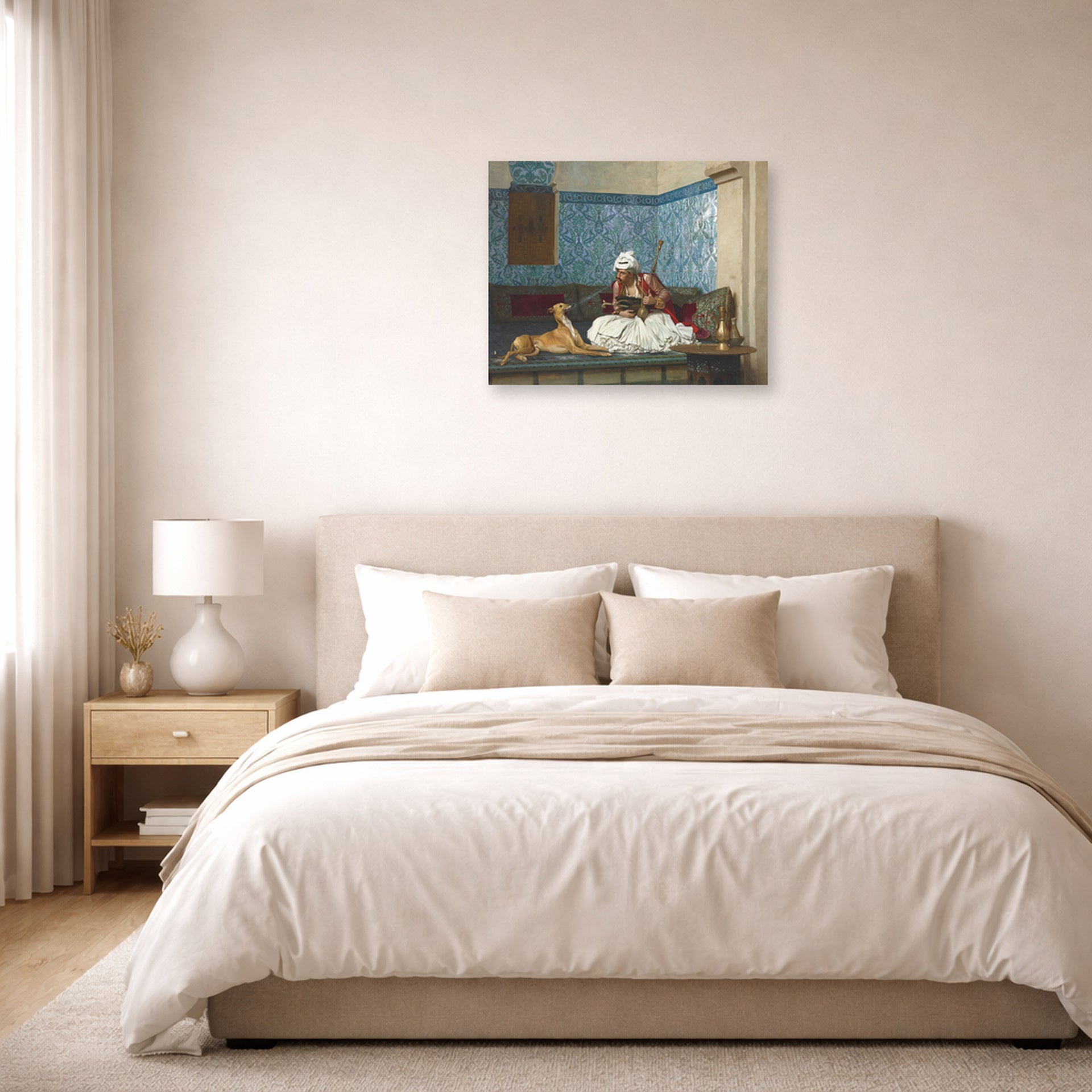 Jean-Leon Gerome - Arnaut Blowing Smoke in His Dog's Nose - poster print lifestyle bedroom unframed