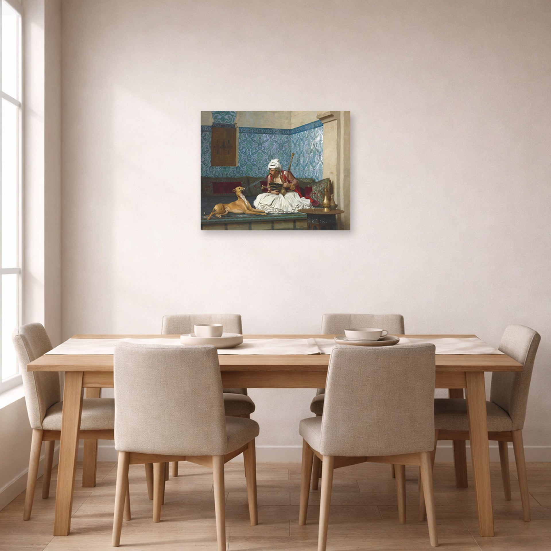 Jean-Leon Gerome - Arnaut Blowing Smoke in His Dog's Nose - poster print lifestyle dining unframed