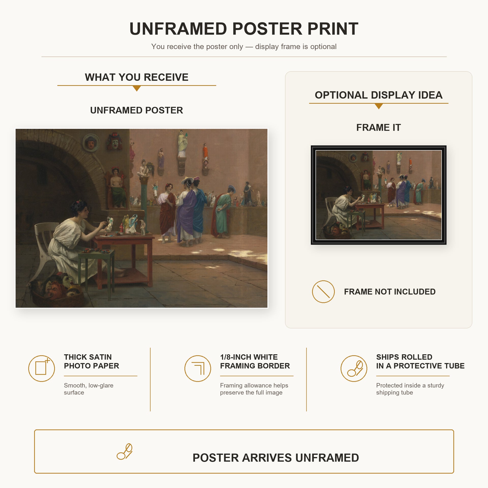 Jean-Leon Gerome - Atelier De Tanagra - poster print combined product and display infographic