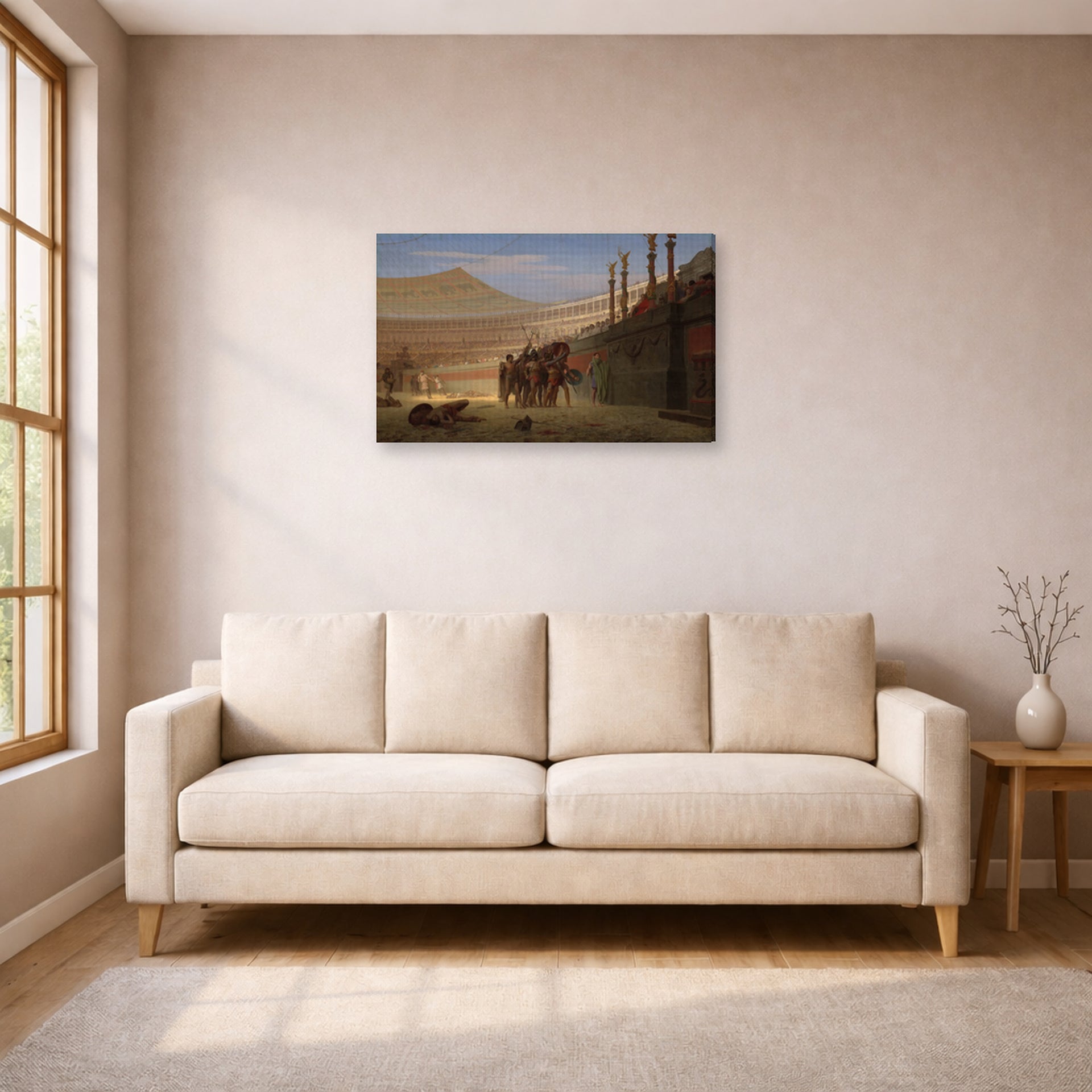 Jean-Leon Gerome - Hail Caesar We Who Are About to Die Salute You - gallery wrap lifestyle living room 1