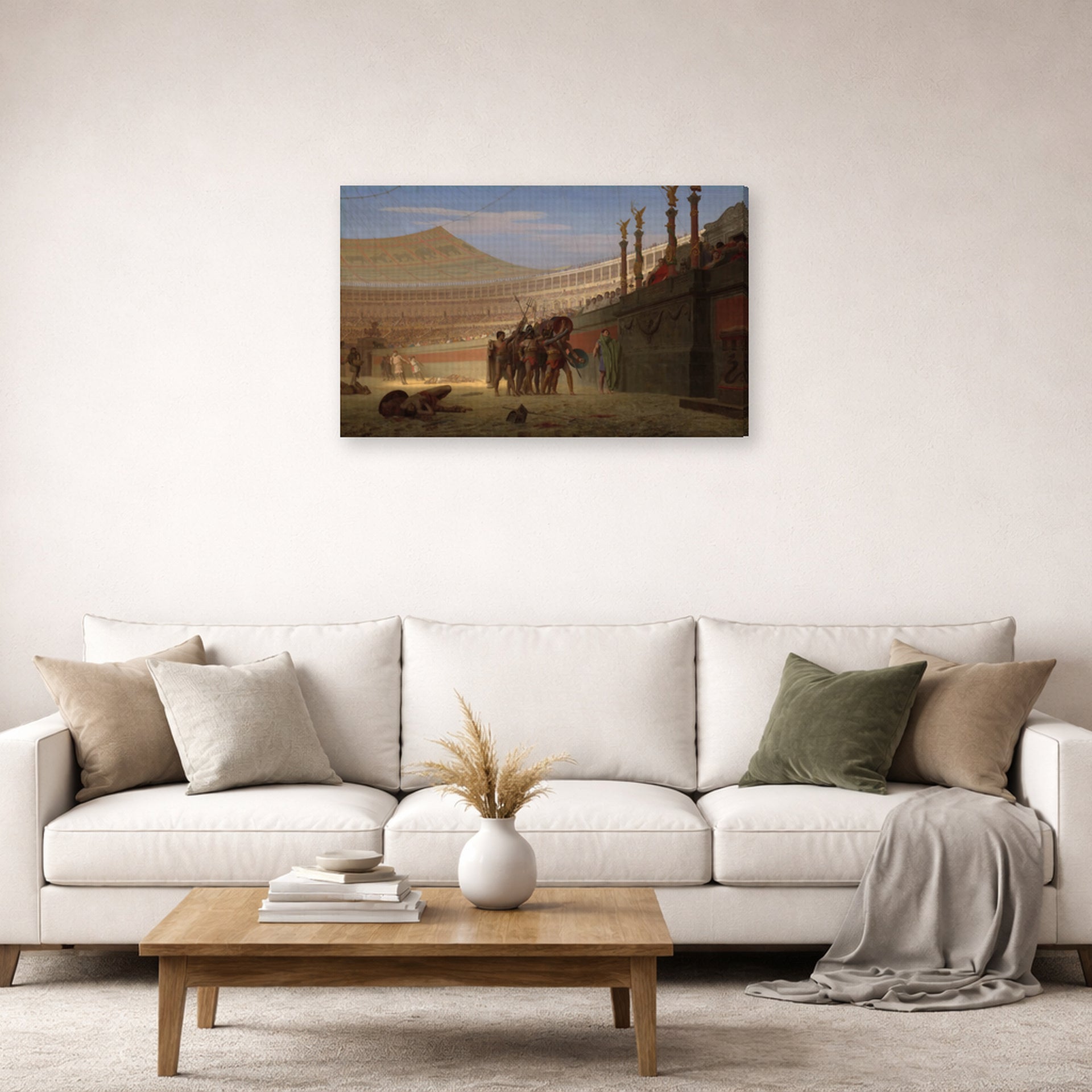 Jean-Leon Gerome - Hail Caesar We Who Are About to Die Salute You - gallery wrap lifestyle living room 2