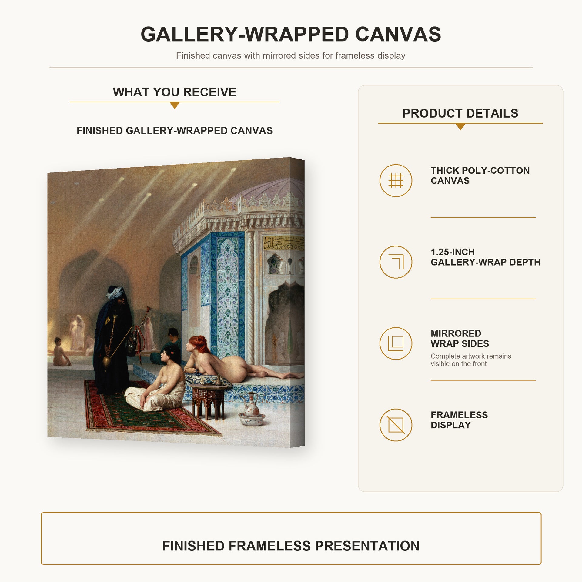Jean-Leon Gerome - Harem Pool - gallery wrap product details infographic