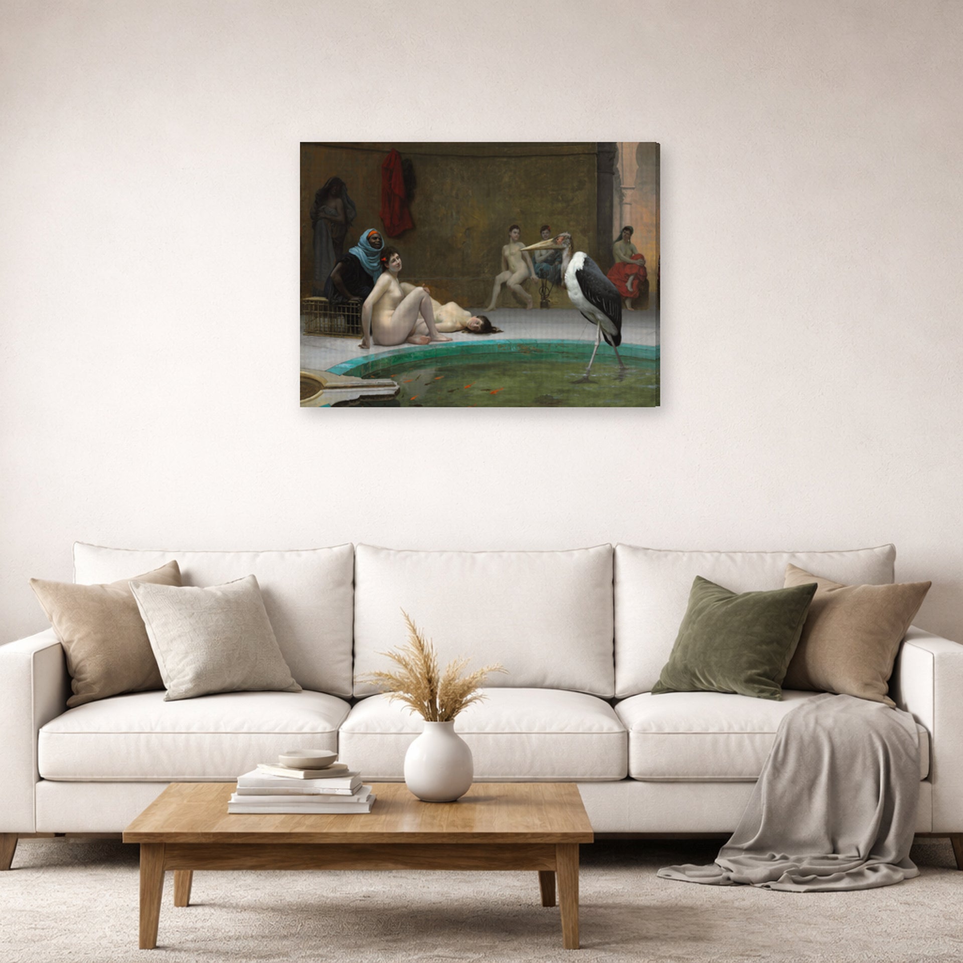 Jean-Leon Gerome - In the Harem Bath - gallery wrap lifestyle living room 2